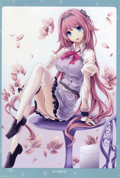safebooru girl  absurdres blue eyes breasts cherry blossoms hair