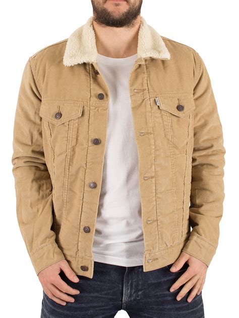 levis mens good chino sherpa trucker jacket beige ebay