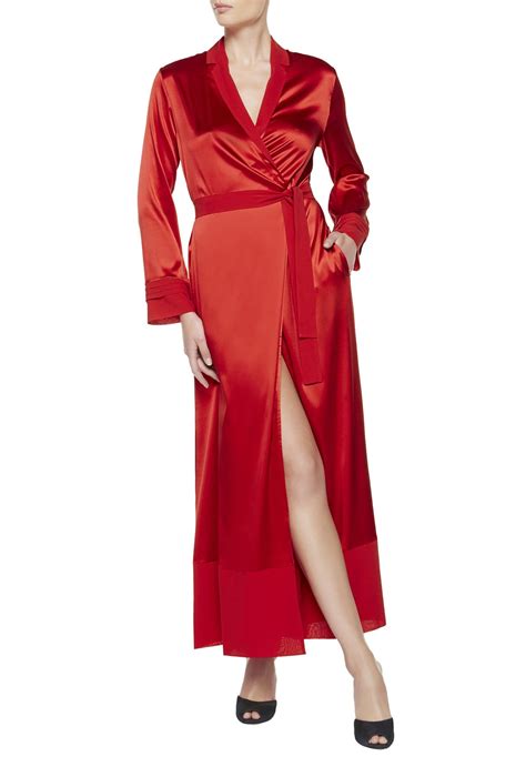 La Perla Silk Essence Long Robe In Red Lyst