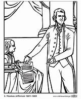 Jefferson Coloring Thomas Pages Presidents President Declaration Sheets Independence Easy Go States United Printables Usa France sketch template
