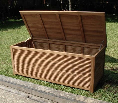 grade teak  premium pool cushion storage box outdoor