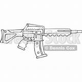 Coloring Rifle Assault Clipart Automatic Cartoon Vector Weapon Outlined Semi Clip Royalty Dennis Cox Djart 2kb 400px Drawings Clipground Wackystock sketch template