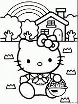 Coloring Kitty Easter Hello Pages sketch template