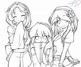 Anime Friends Drawing Coloring Pages Girl Lineart Chibi Sisters Manga Sheets Deviantart Getdrawings Dead Muertos Los El sketch template