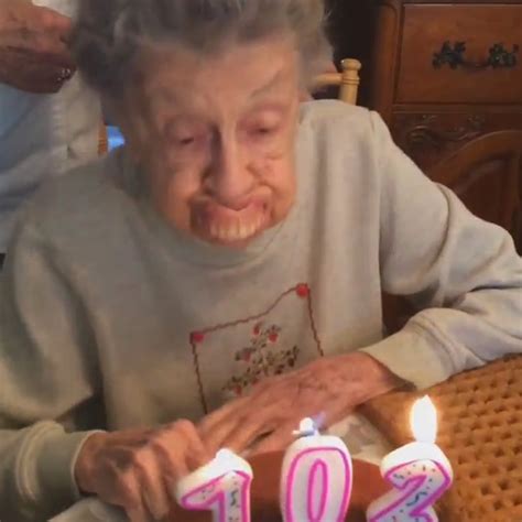 birthday granny 102 blows out candles loses her teeth