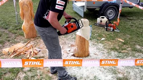 chainsaw carving stihl ms  youtube