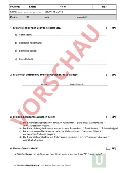 arbeitsblatt pruefung mechanik physik mechanik starrer