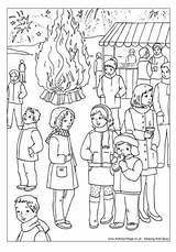 Bonfire Coloring Activityvillage sketch template