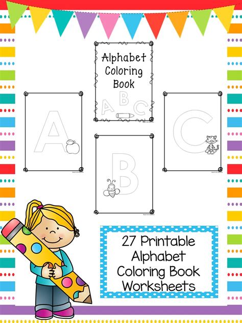 printable alphabet coloring book worksheets   teachers