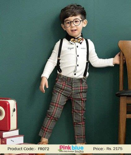 white shirt  brown check formal pants clothing  baby boys kids outfits boy outfits