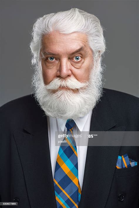Portrait Of Senior Man With White Beard And Mustache Stock