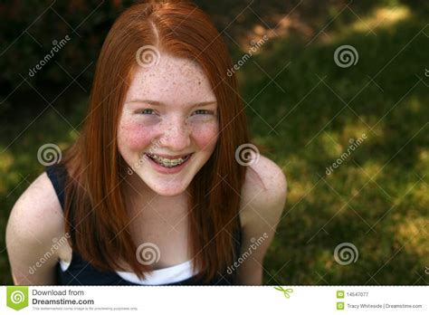 pretty red haired girl with freckles stock image image of freckles outdoor 14547077