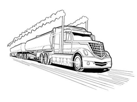 tractor trailor  coloring sheets double tanker trailer truck