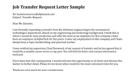 sample transfer request letter   school