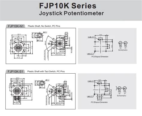 fjpk serie mm game controller potentiometer   potentiometer joystick met tact switch