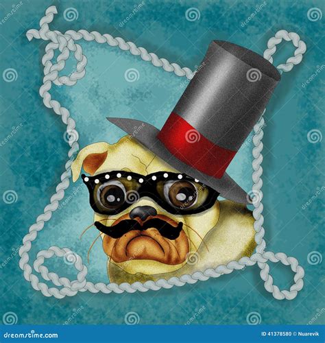 hipster pug portrait stock illustration illustration  mascot