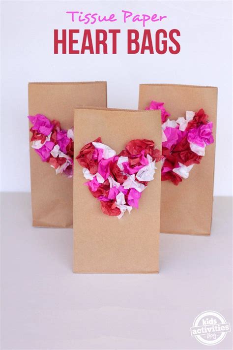 tissue paper heart bags valentines day activities valentines