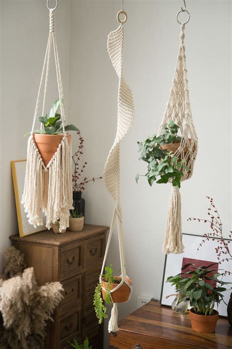 macrame macrame spiral plant hanger home decor boho decor handmade fiber arts macrame art