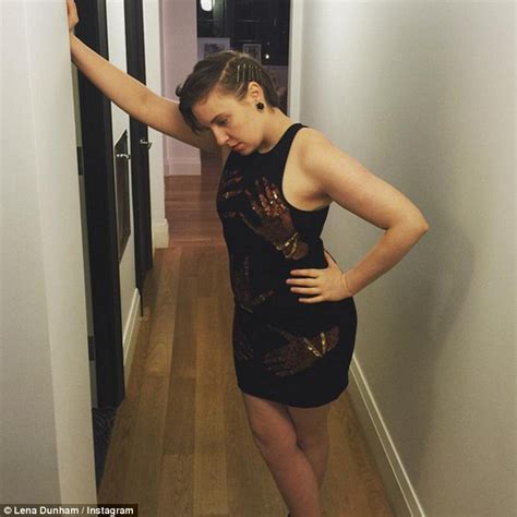 lena dunham plays dead with her derriere on show as she