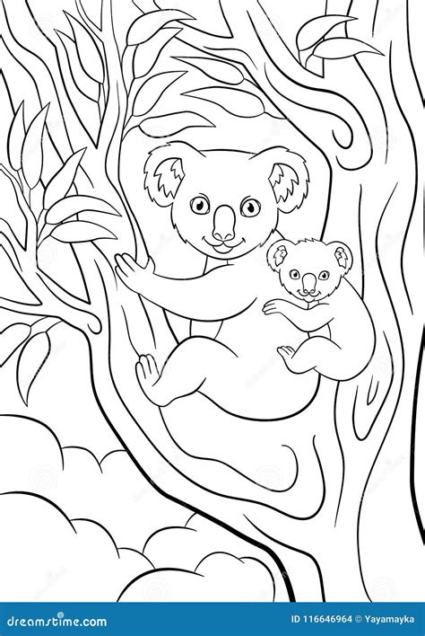 coloring pages mother koala    cute baby stock vector illustration  baby