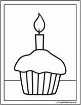 Cupcake Coloring Pages Birthday Printable Drawing Candle Pdf Printables Easy Template Cute Colouring Color Cup Print Kids Happy Stanley Sheets sketch template