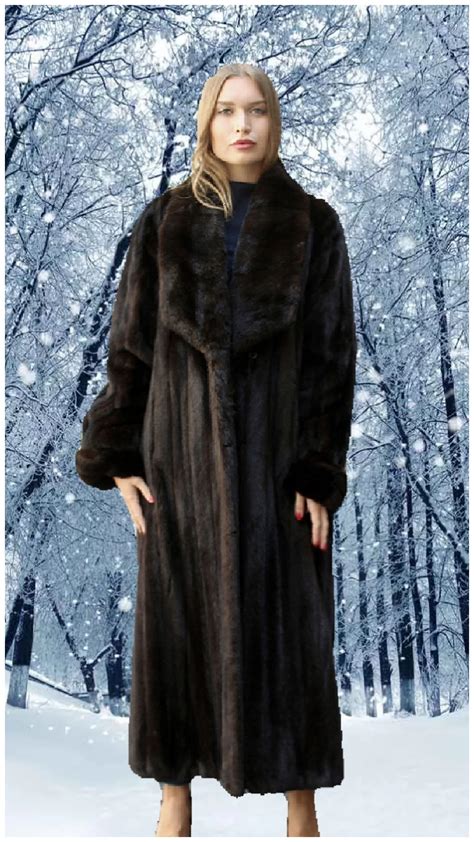 pre owned full length brown mink fur coat  marc kaufman furs
