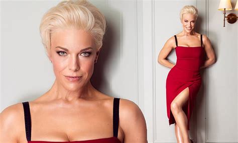 ted lasso star hannah waddingham 46 poses in a red dress for