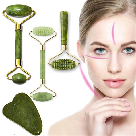 natural face massager guasha jade roller scraper facial skin care tools roller massage