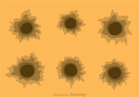 bullet holes  brown paper   vector art stock graphics
