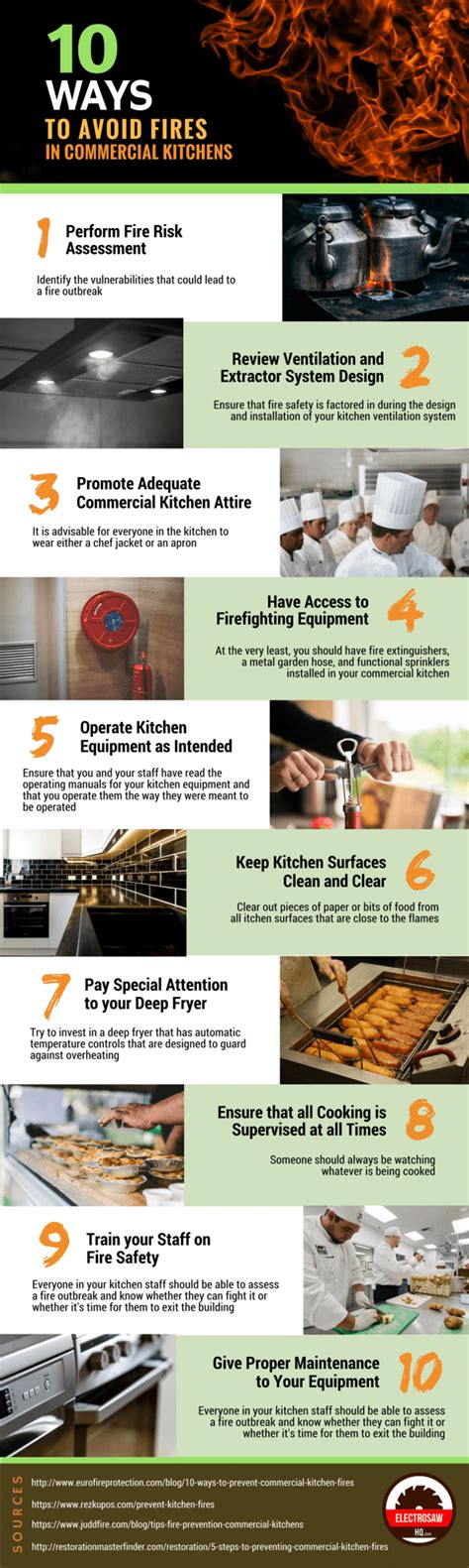 ways  avoid fires  commercial kitchens infographic