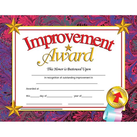 certificates improvement pk award improvement award certificates