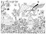 Mewarnai Taman Bunga Pemandangan Casas Paud Zentangl Kantor Adults Gambarcoloring Ithe Dorme Sotto Albero Foresta Ragazza Apples 123rf Grandkids Sandwichink sketch template