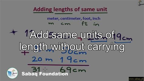 add  units  length  carrying math lecture sabaqpk youtube