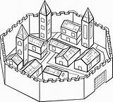 City Coloring Walled Large sketch template
