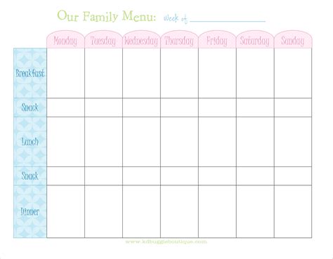 freebie weekly menu planner  naturally creative mama