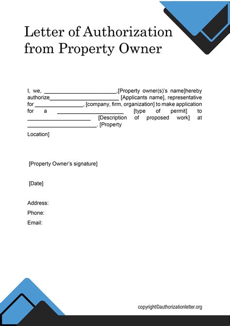 letter  authorization  property owner template