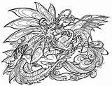Coloring Deviantart Pages Lineart Dragon sketch template