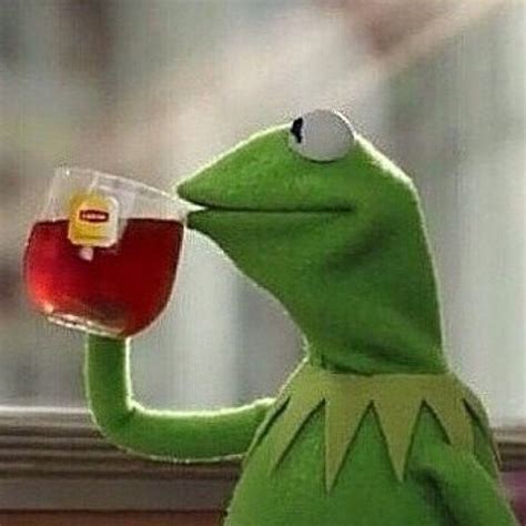 kermit  frog drinking tea gif