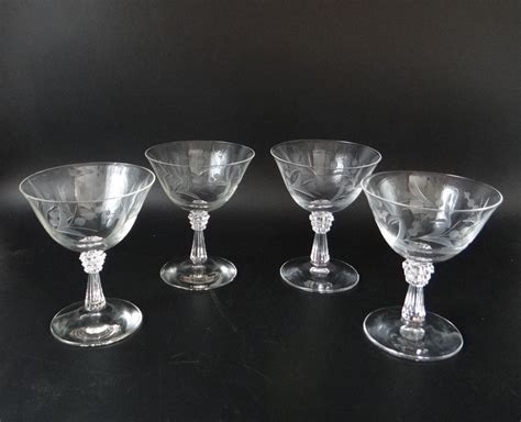 Four Antique Fostoria Cynthia Clear Depression Glass Cut Glass