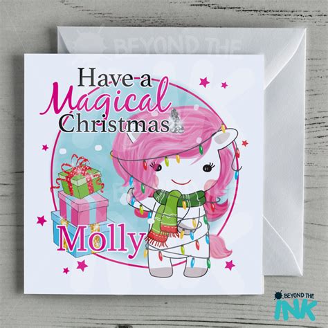 personalised unicorn christmas card beyond the ink