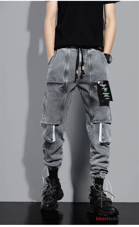 cargo broek heren mini broek grijs spijkerbroek jeans strak persoonlijk trendy merk