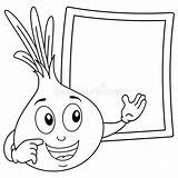 Onion Cute Cartoon Blackboard Coloring Recipe Character Illustration Stock sketch template
