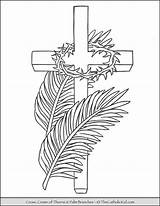 Lent Coloring Crown Thorns Palms Catholic Thecatholickid Loudlyeccentric School sketch template