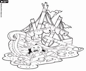 remains   sunken ship coloring page printable game