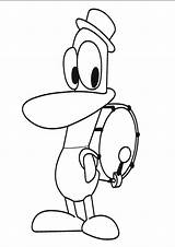 Pocoyo Coloring Pages Pato Printable Para Colorear Drum Playing Dibujo Con Bestcoloringpagesforkids Friends Colouring Friend Child Páginas Sheet Kids Duck sketch template