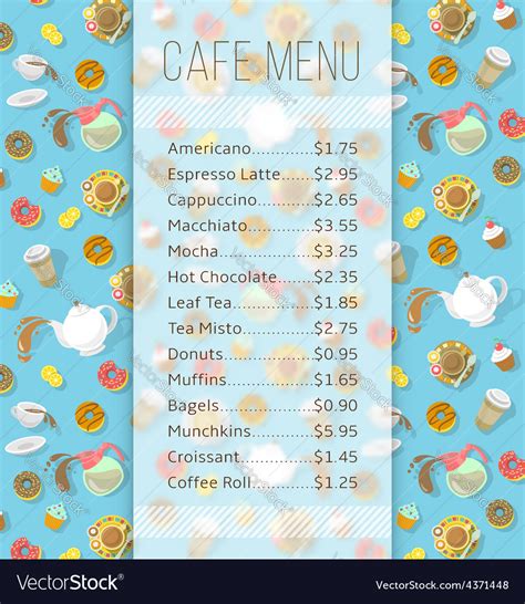 cafe menu template  food  drink prices vector image