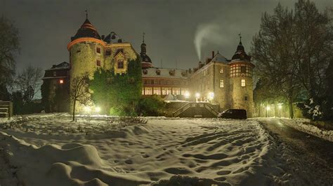germany laubach castle winter castles snow night