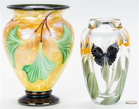 Lot 138 2 Orient And Flume Art Glass Vases Case Antiques