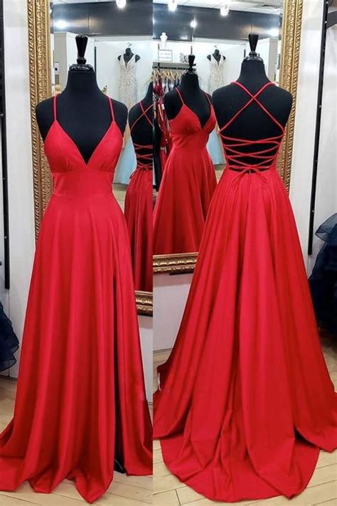 red satin  neck long prom dress red long evening dress  luulla