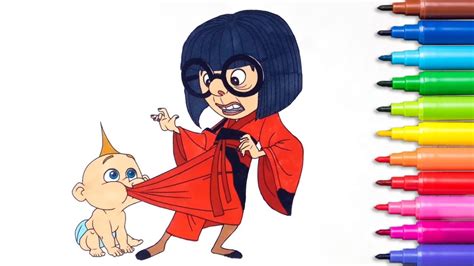 Incredibles 2 Edna Mode And Jack Jack Parr Coloring
